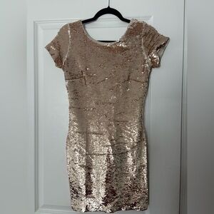 Mini dress, champagne gold sequin, size small, new with tags.